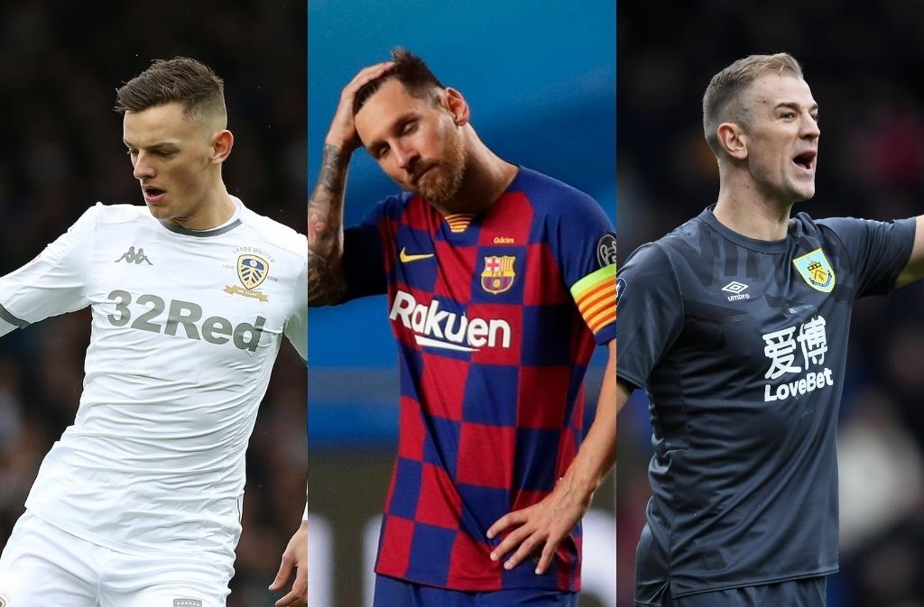 Ben White of Leeds United, Lionel Messi of FC Barcelona, Joe Hart