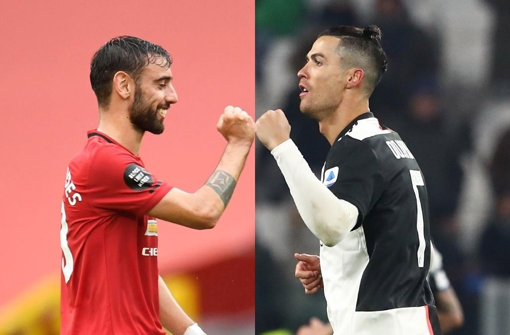 Bruno Fernandes of Manchester United, Cristiano Ronaldo of Juventus