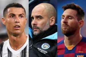 Cristiano Ronaldo of Juventus, Pep Guardiola of Manchester City, Lionel Messi of FC Barcelona