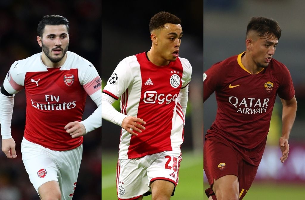 Sead Kolasinac of Arsenal, Sergino Dest of Ajax, Cengiz Under of AS Roma
