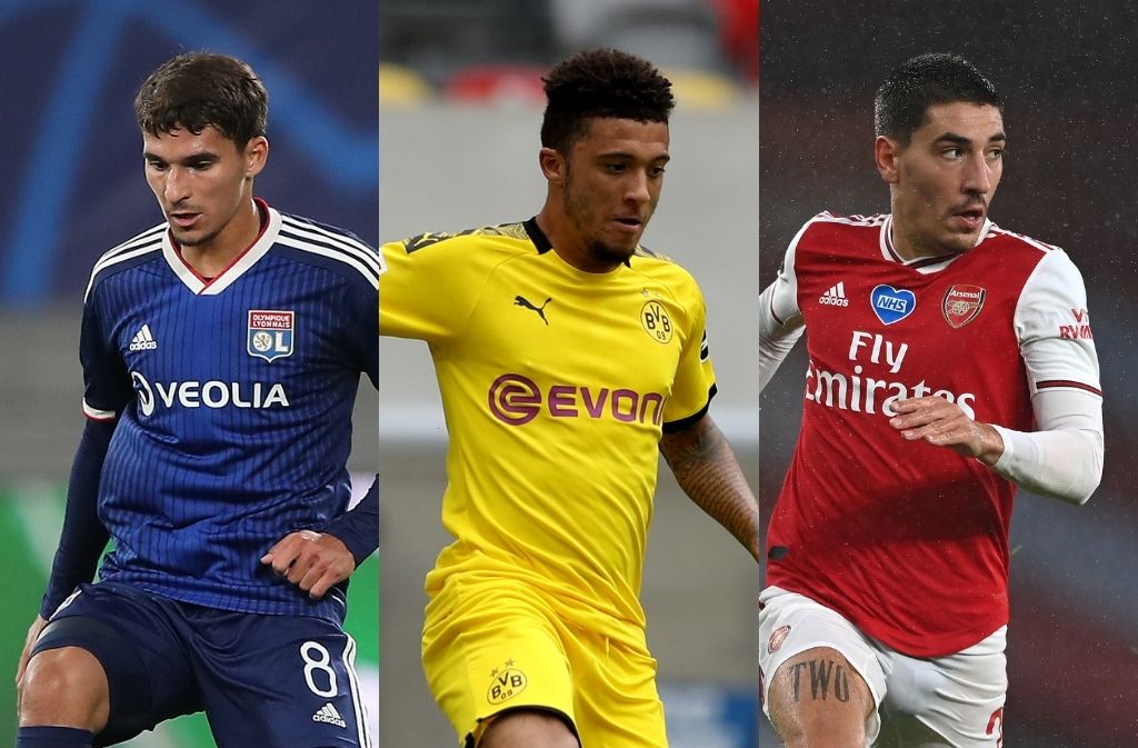 Houssem Aouar of Lyon, Jadon Sancho of Borussia Dortmund, Hector Bellerin of Arsenal