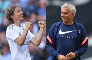 Luka Modric of Real Madrid, Jose Mourinho of Tottenham