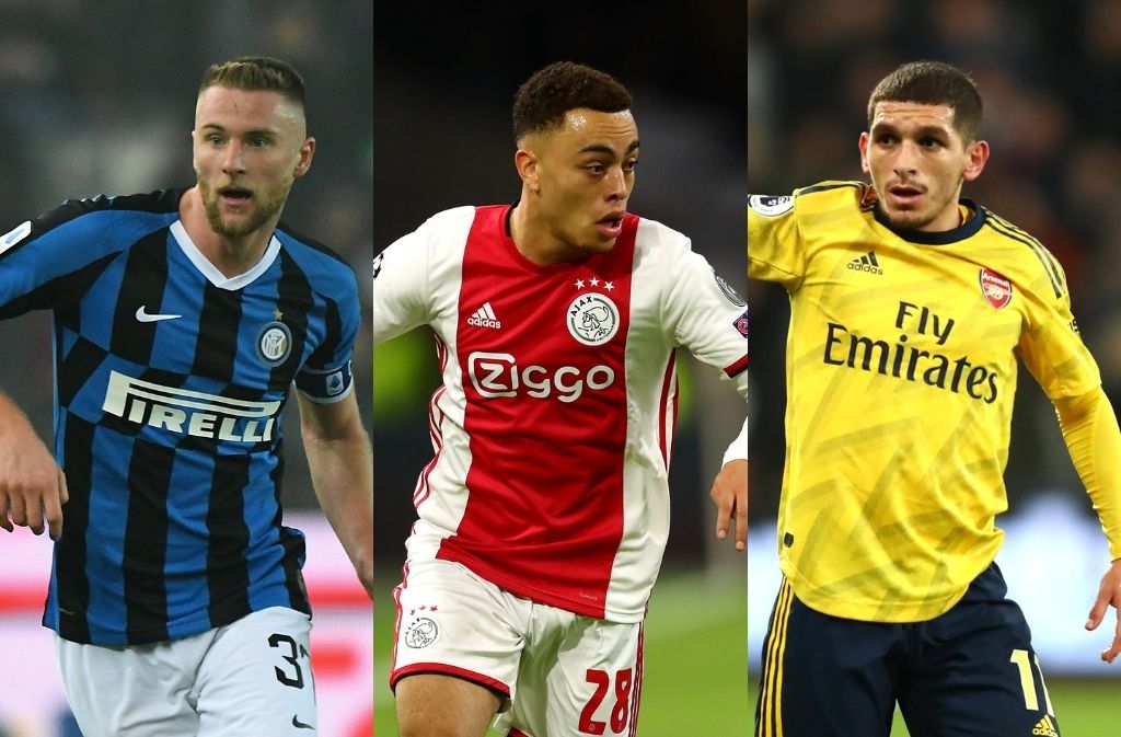 Milan Skriniar of Inter Milan, Sergino Dest of Ajax, Lucas Torriera of Arsenal