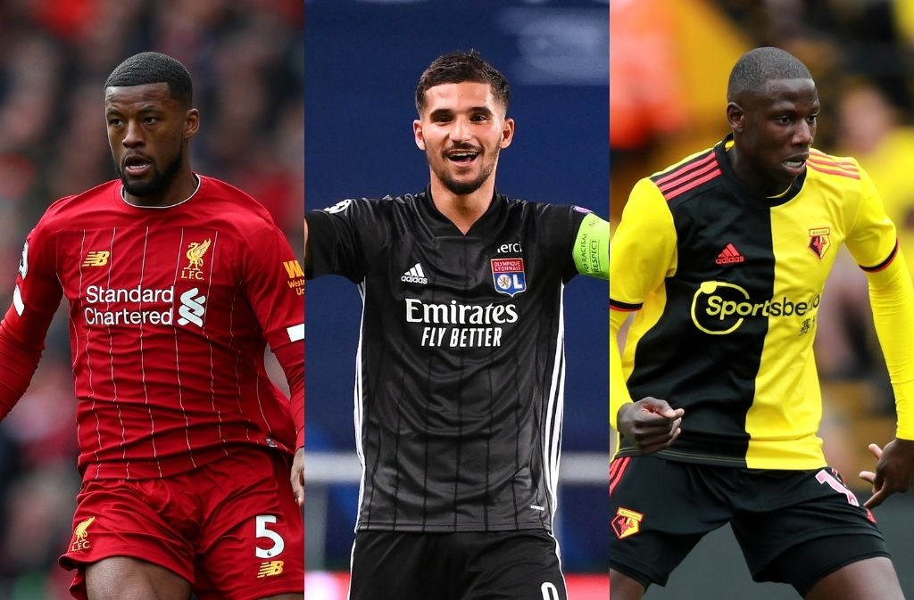 Georginio Wijnaldum of Liverpool, Houssem Aouar of Lyon, Abdoulaye Doucoure of Watford
