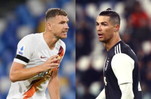 Edin Dzeko of AS Roma, Cristiano Ronaldo of Juventus