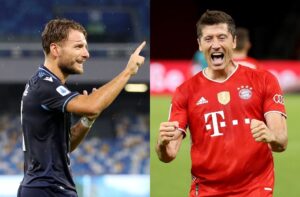 Ciro Immobile of Lazio, Robert Lewandowski of Bayern Munich