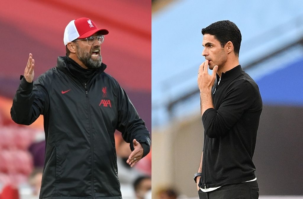 Jurgen Klopp of Liverpool, Mikel Arteta of Arsenal