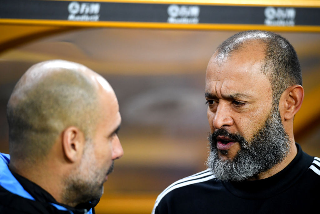 Nuno Espirito Santo of Wolves, Pep Guardiola of Manchester City
