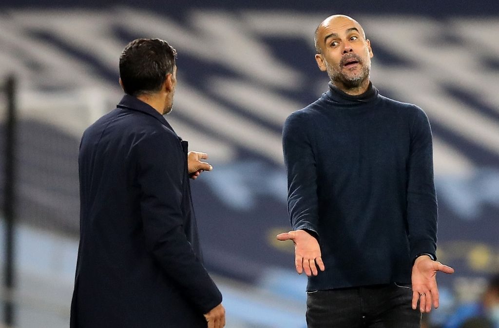 Pep Guardiola of Manchester City, Sergio Conceicao of FC Porto