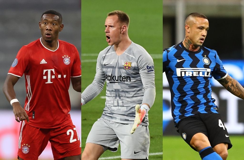 David Alaba of Bayern Munich, Marc Andre ter Stegen of FC Barcelona, Radja Nainggolan of Inter Milan