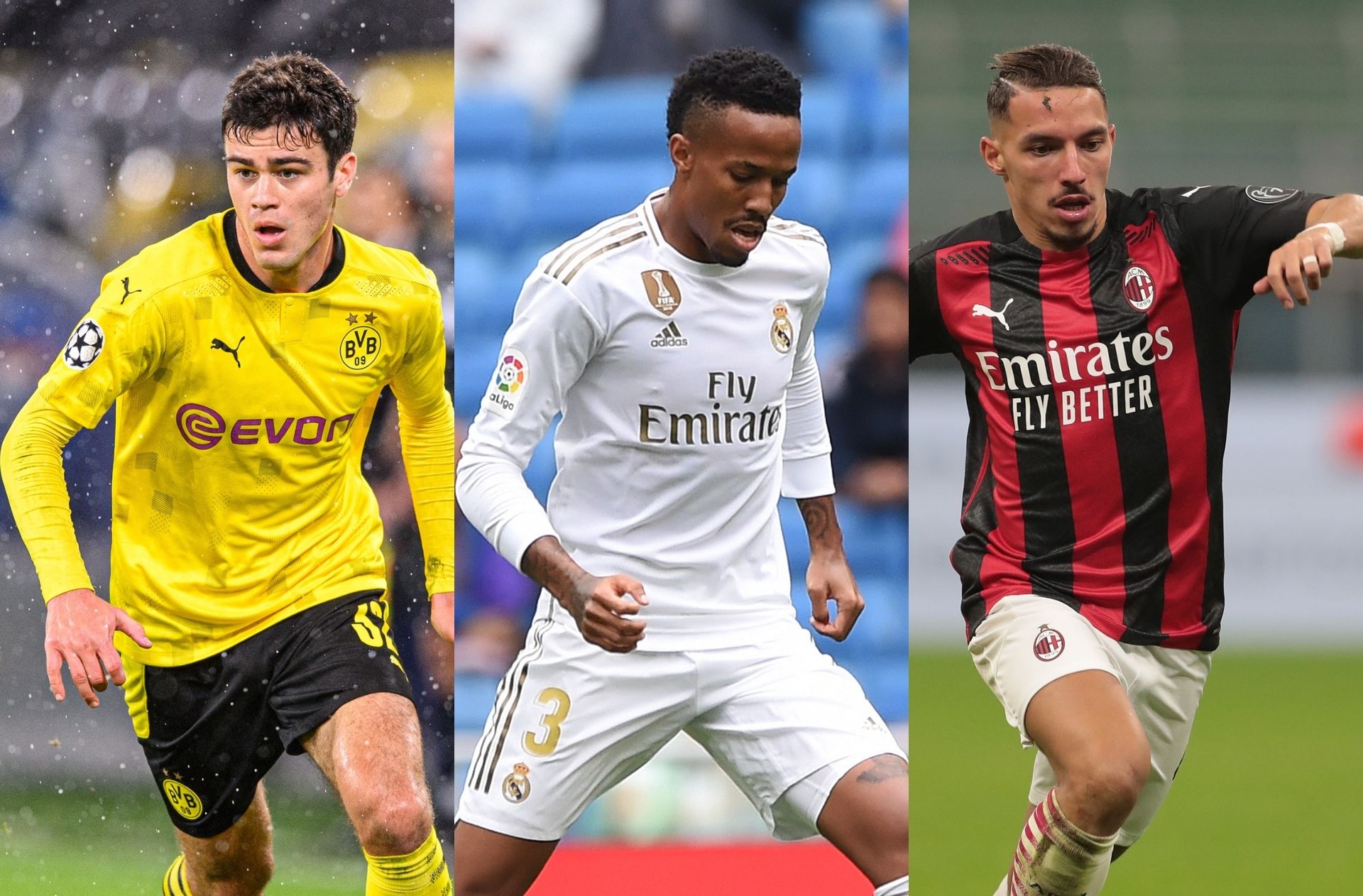 Giovanni Reyna of Borussia Dortmund, Eder Militao of Real Madrid, Ismael Bennacer of AC Milan