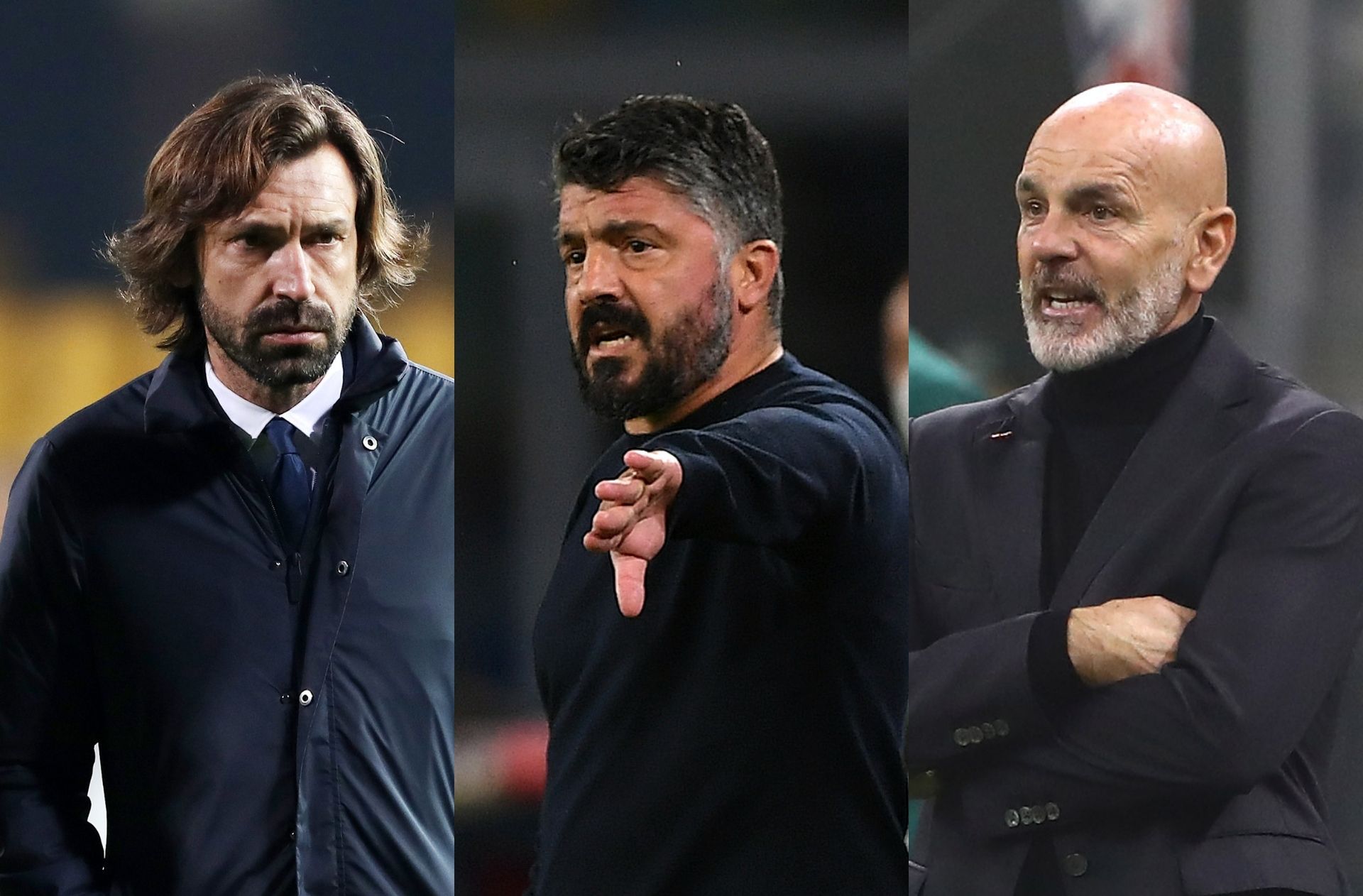 Andrea Pirlo of Juventus, Gennaro Gattuso of Napoli, Stefano Pioli of AC Milan
