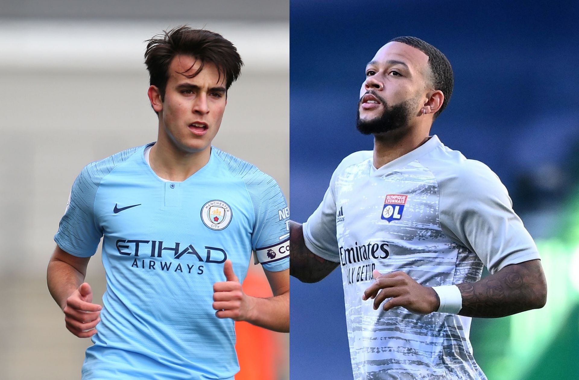 Eric Garcia of Manchester City, Memphis Depay of Olympique Lyon