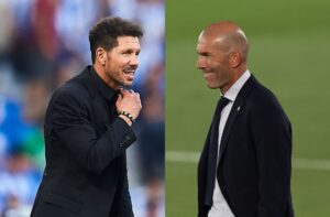 Diego Simeone of Atletico Madrid, Zinedine Zidane of Real Madrid