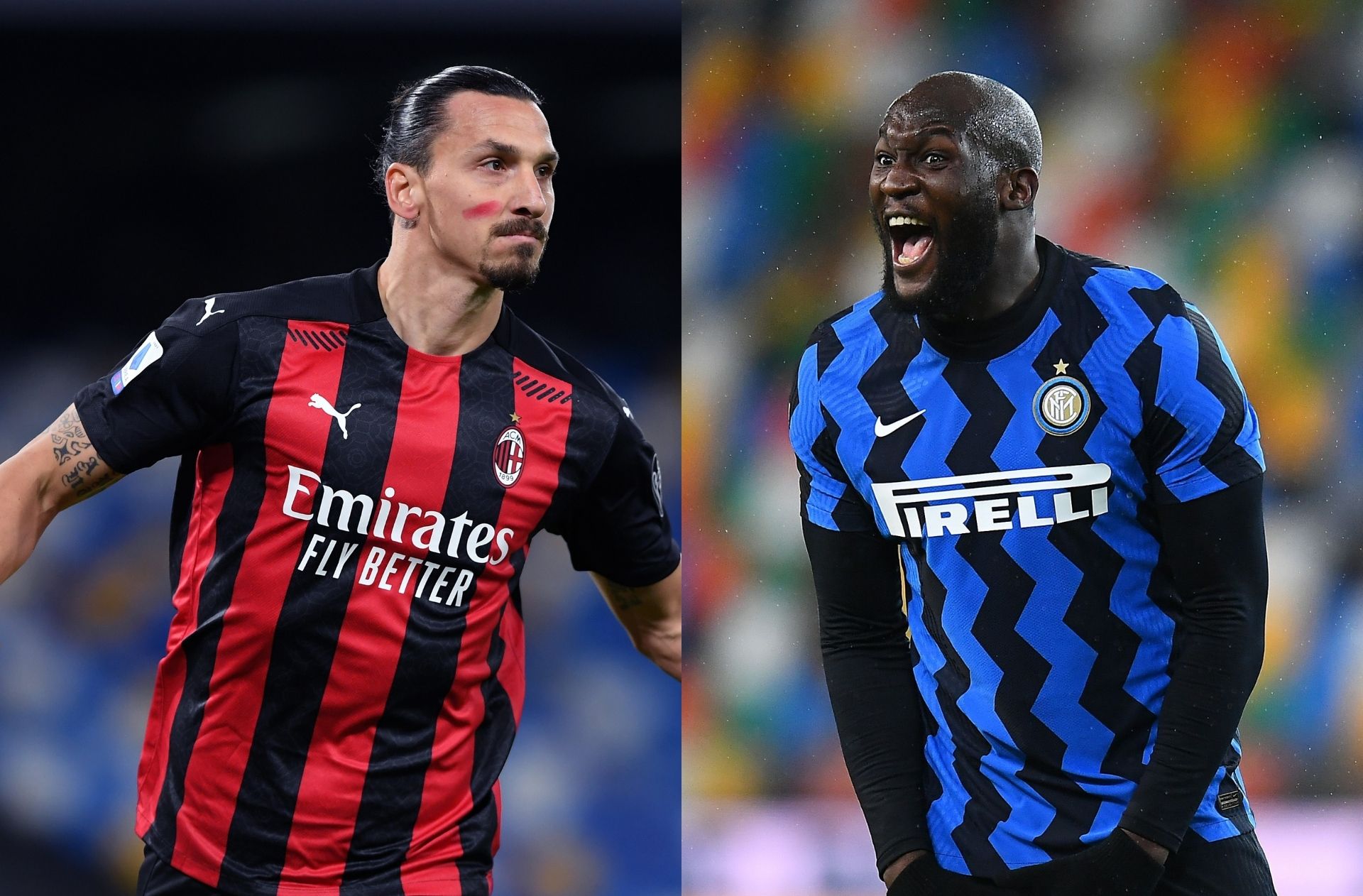 Zlatan Ibrahimovic of AC Milan, Romelu Lukaku of Inter Milan