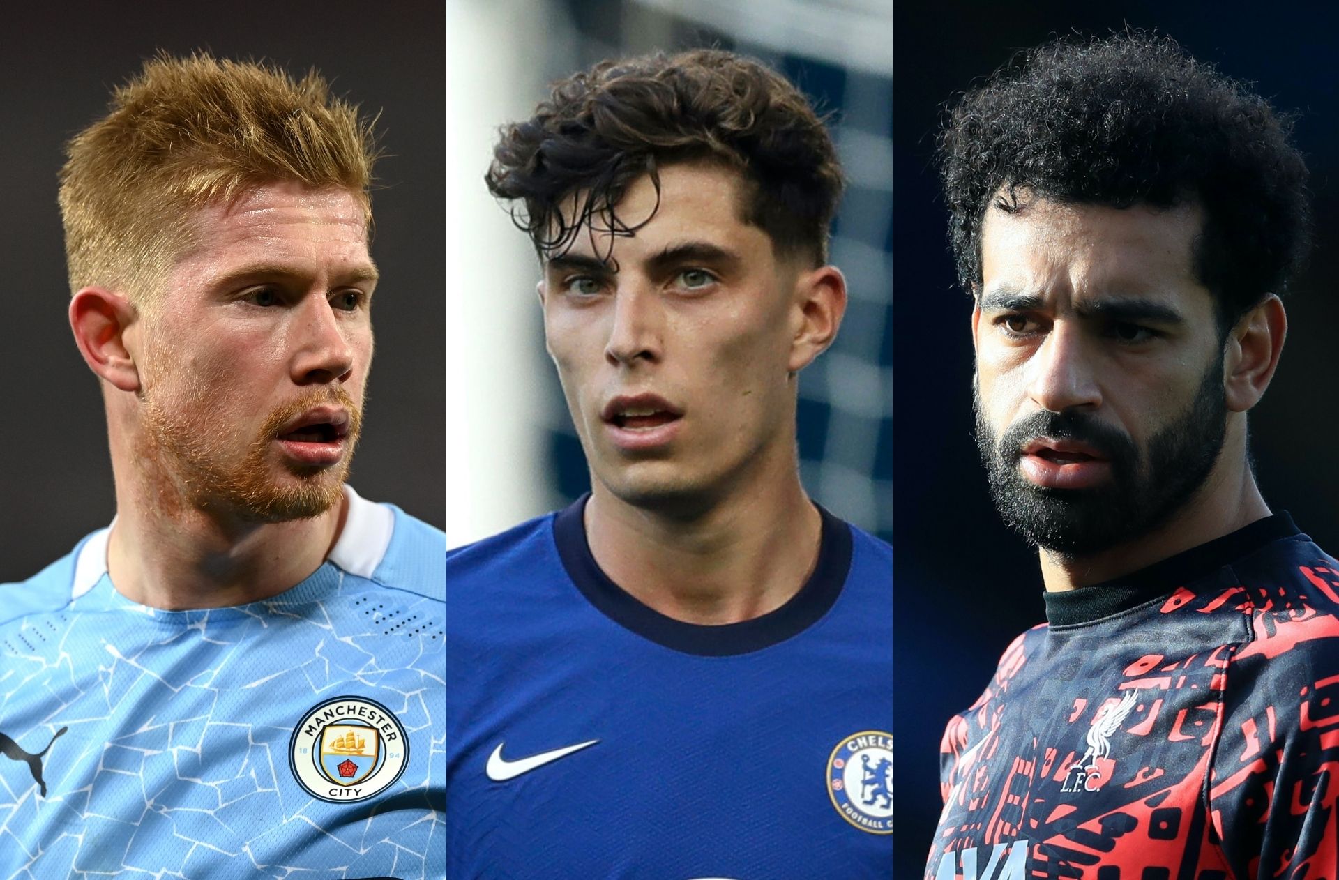 Kevin De Bruyne, Kai Havertz, Mohamed Salah, Chelsea