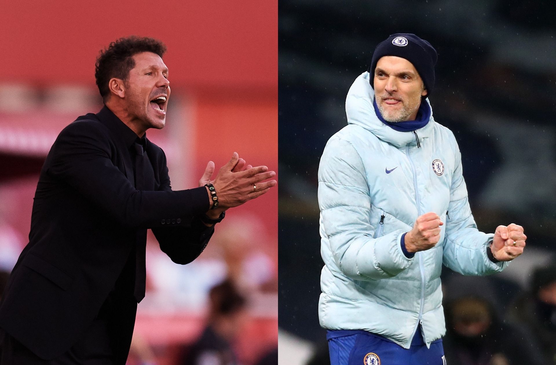 Diego Simeone of Atletico Madrid, Thomas Tuchel of Chelsea