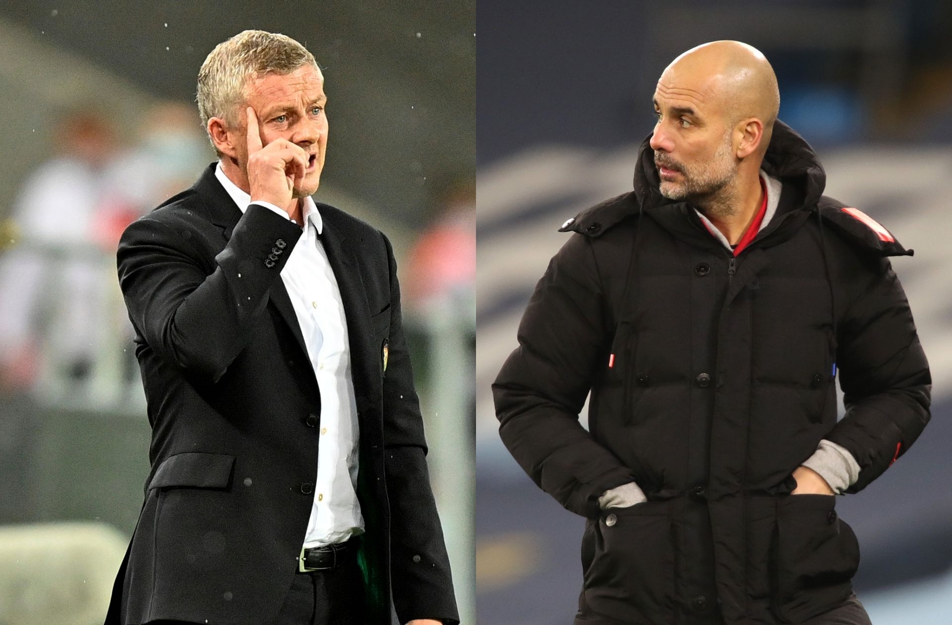 Ole Gunnar Solskjaer of Manchester United, Pep Guardiola of Manchester City