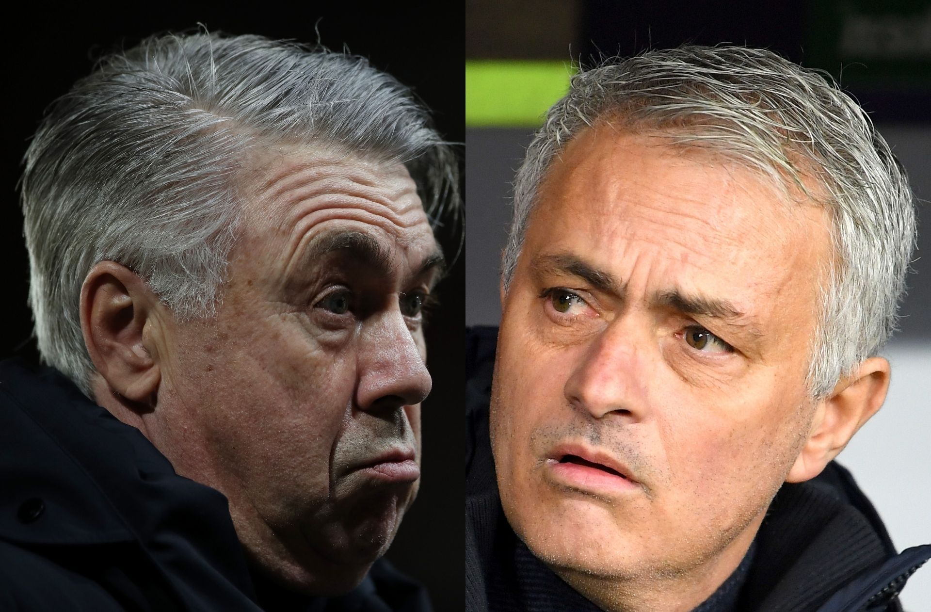Carlo Ancelotti of Everton, Jose Mourinho of Tottenham
