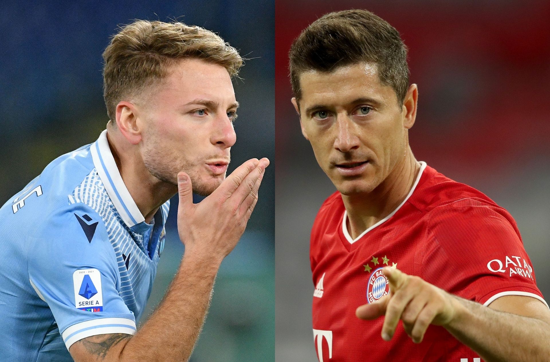 Ciro Immobile of Lazio, Robert Lewandowski of Bayern Munich