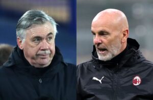 Carlo Ancelotti of Everton, Stefano Pioli of AC Milan