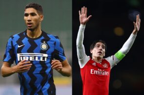 Achraf Hakimi of Inter Milan, Hector Bellerin of Arsenal