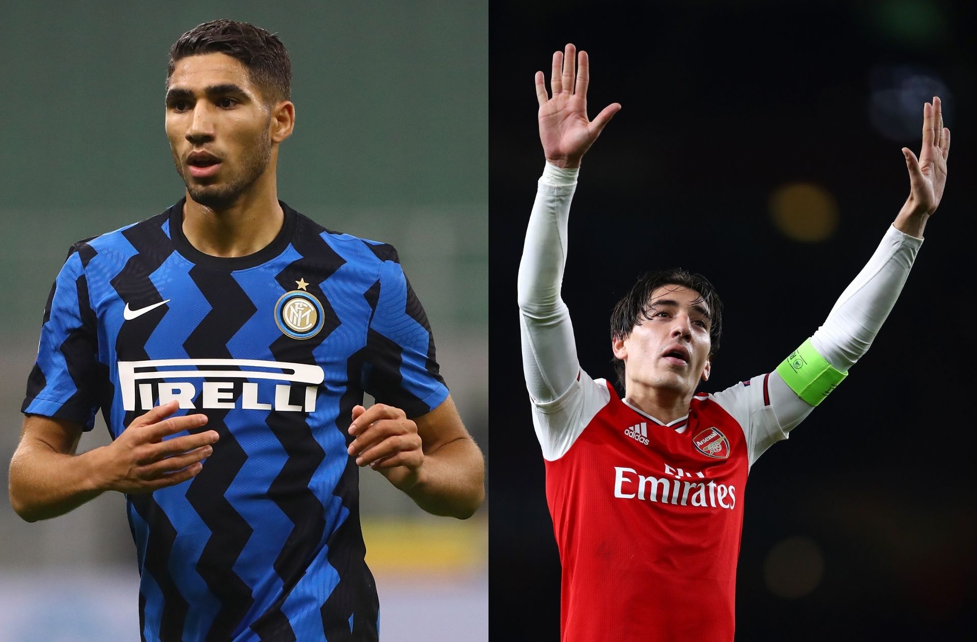 Achraf Hakimi of Inter Milan, Hector Bellerin of Arsenal