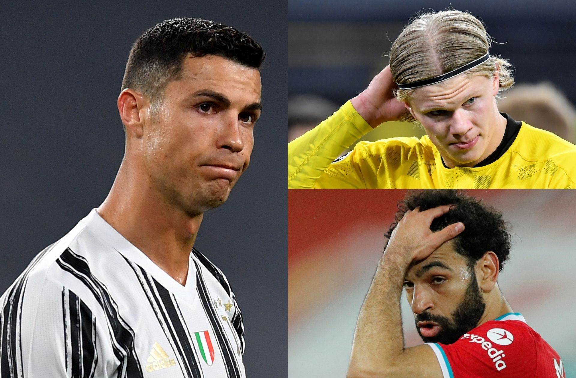 Cristiano Ronaldo of Juventus, Erling Haaland of Borussia Dortmund, Mohamed Salah of Liverpool