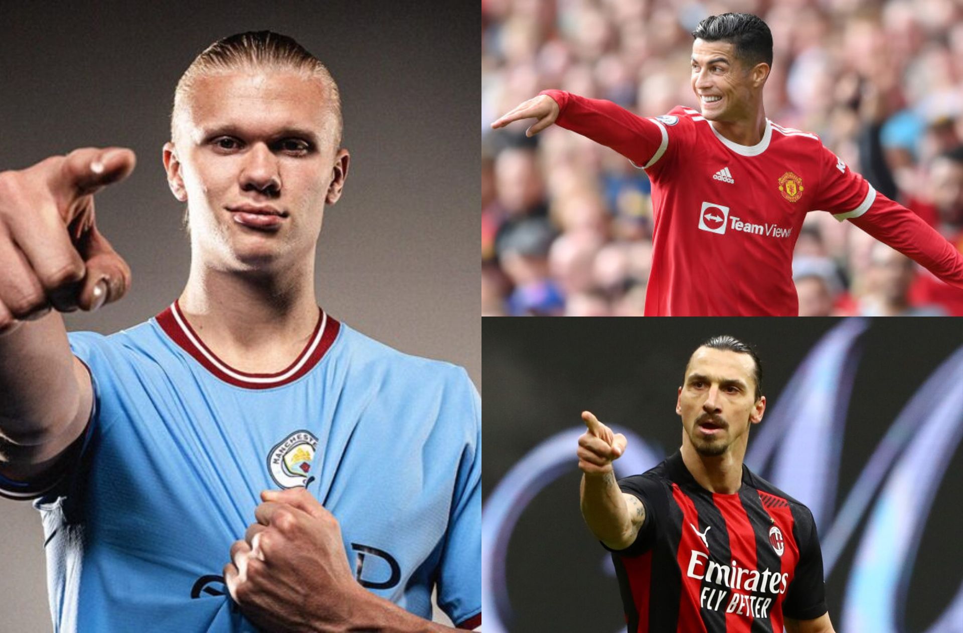 Erling Haaland, Cristiano Ronaldo, Zlatan Ibrahimovic