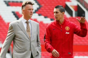 Louis van Gaal and Angel Di Maria at Man Utd