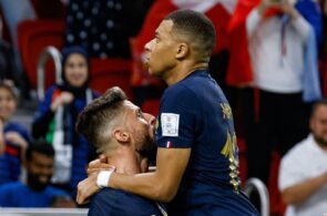 Olivier Giroud and Kylian Mbappe at France