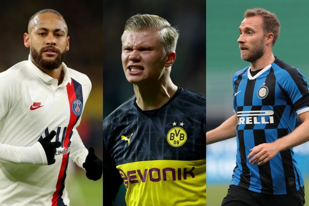 Neymar, Erling Håland og Christian Eriksen