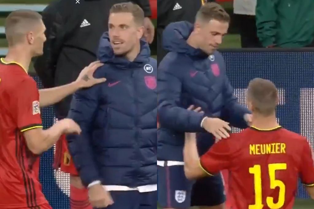 Thomas Meunier, Belgien, og Jordan Henderson, England
