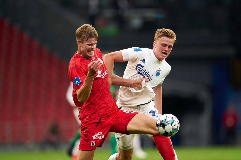 Frederik Tingager, AGF, og Mikkel Kaufmann, FC København