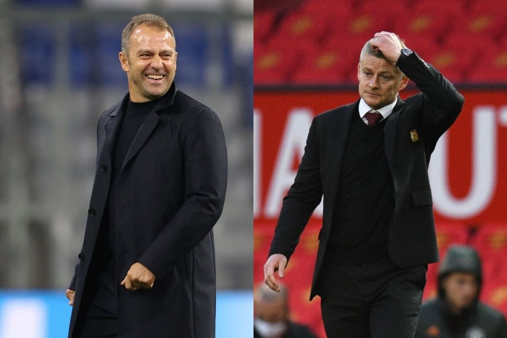 Hansi Flick, Bayern, og Ole Gunnar Solskjær, Manchester United