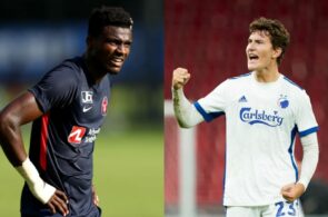 Sory Kaba, FC Midtjylland, og Jonas Wind, FC København