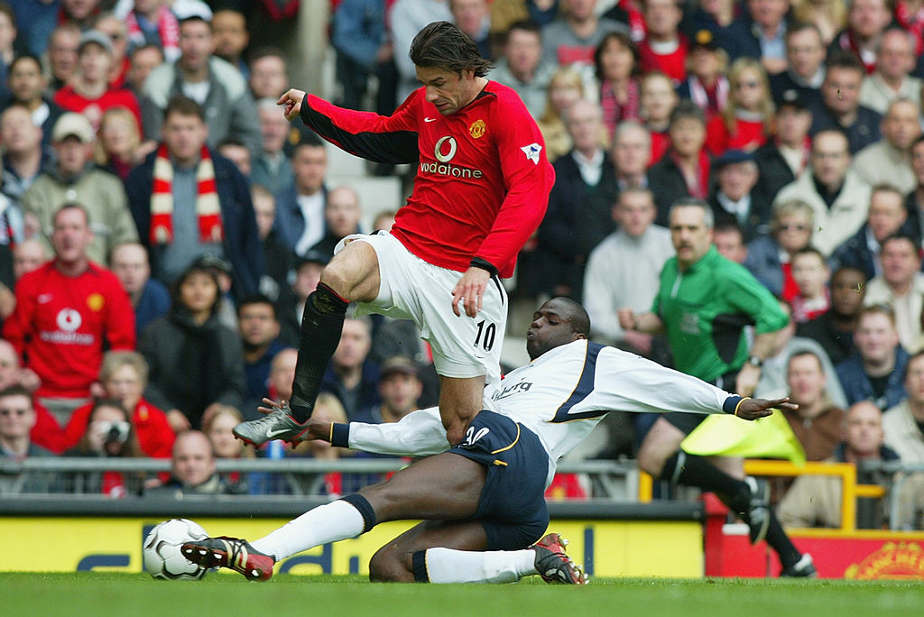 Ruud van Nistelrooy, Manchester United, og Djimi Traoré, Liverpool