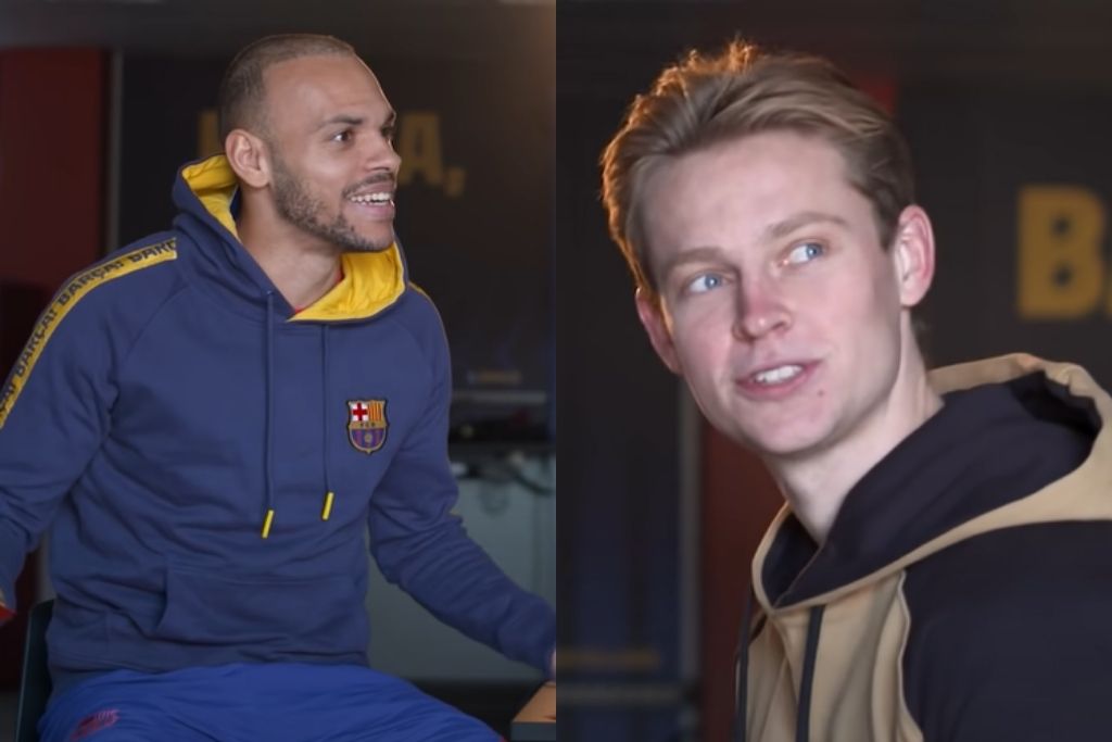 Martin Braithwaite og Frenkie de Jong, FC Barcelona