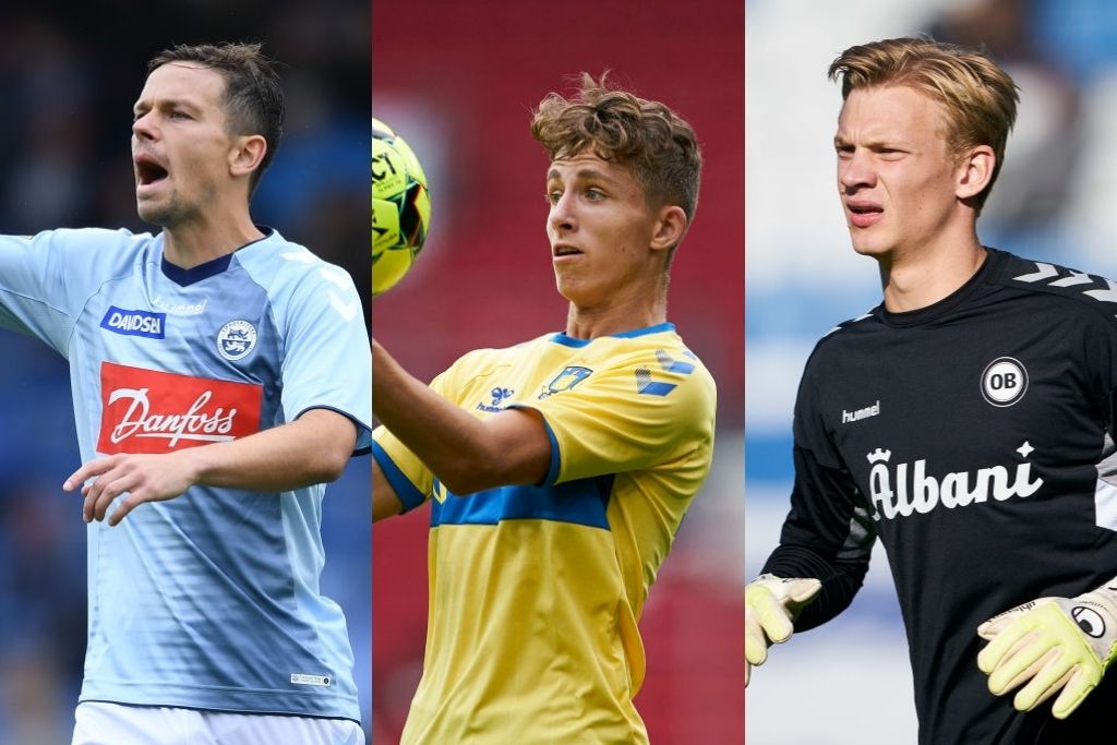 Mads Albæk, SønderjyskE, Jesper Lindstrøm, Brøndby, og Oliver Christensen, OB