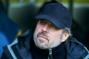 BRONDBY, DENMARK - MARCH 21: Carsten V. Jensen, sports director of Brondby IF prior to the Danish 3F Superliga match between Brondby IF and AGF Aarhus at Brondby Stadion on March 21, 2021 in Brondby, Denmark. (Photo by Lars Ronbog / FrontZoneSport via Getty Images)
